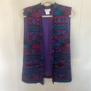 Rare Authentic Vintage 80s - 90s Knit Tapestry Vest in Retro Print